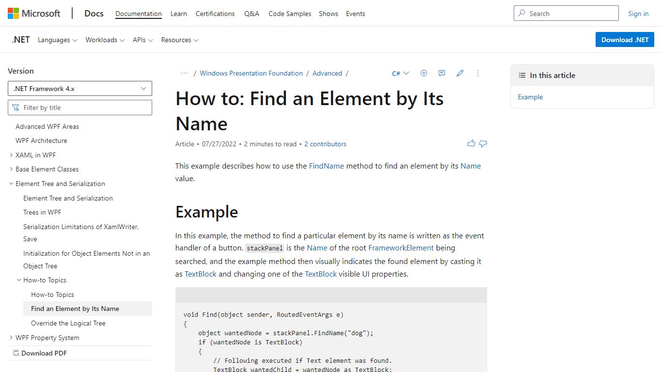 How to: Find an Element by Its Name - WPF .NET Framework