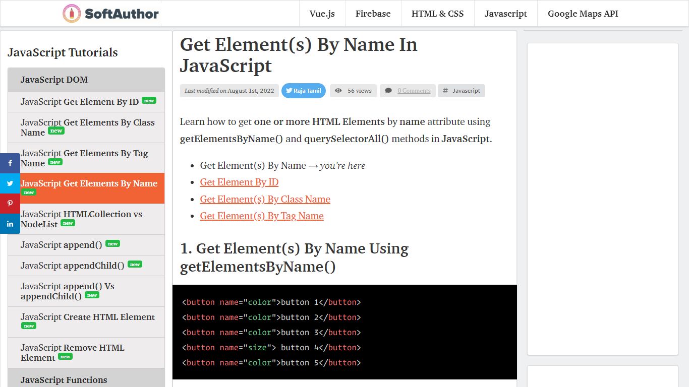 Get Element(s) By Name In JavaScript | SoftAuthor
